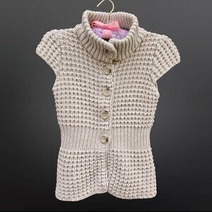 Y2K Babydoll Cardigan Womens Size XS Chunky Knit Fairy Coquette Academia Gray